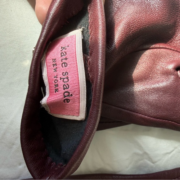 Kate Spade Burgundy Leather Gloves - Picture 3 of 3